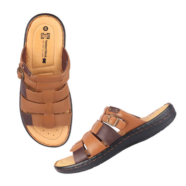 RED CHIEF Brown Leather Slipper for Men RC3679 003