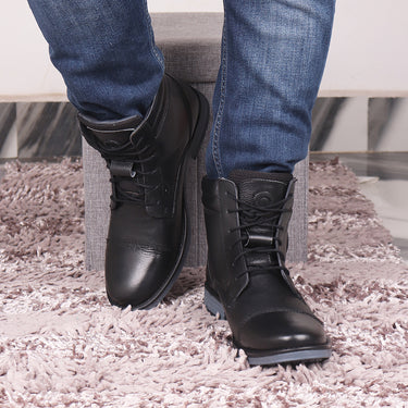 Red Chief Genuine Leather High Ankle Lace Up Black Casual Boot For Men |RC3771 001