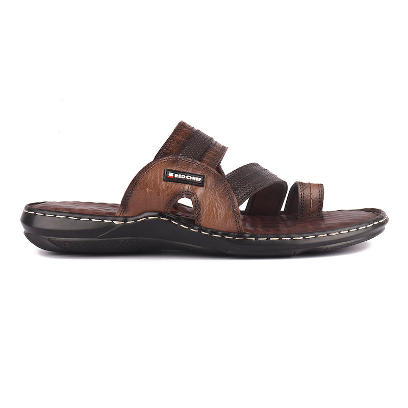 RED CHIEF Brown Leather Slipper for Men RC3773 003