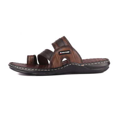 RED CHIEF Brown Leather Slipper for Men RC3773 003