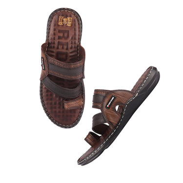 RED CHIEF Brown Leather Slipper for Men RC3773 003