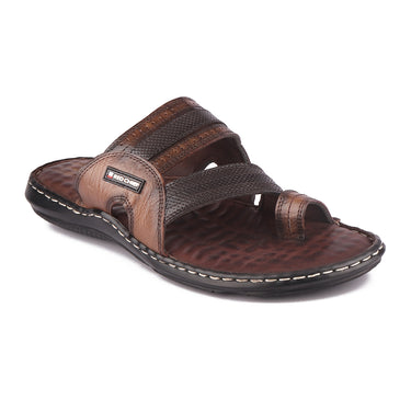 RED CHIEF Brown Leather Slipper for Men RC3773 003