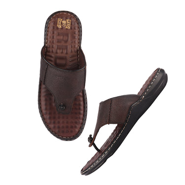 RED CHIEF Brown Leather Slipper for Men RC3777 003