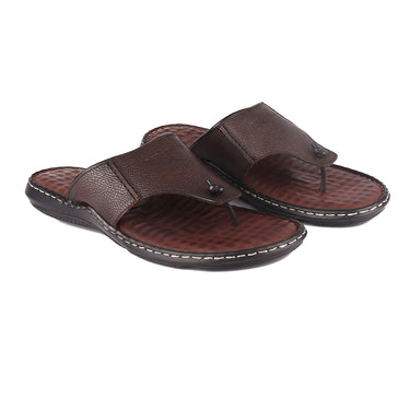 RED CHIEF Brown Leather Slipper for Men RC3777 003