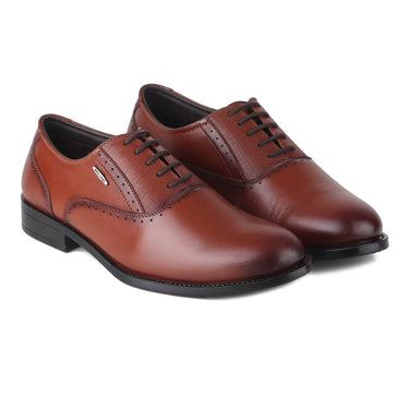 Pair of brown men's formal lace-up Derby shoes