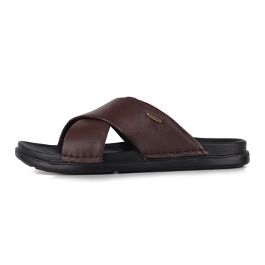 RED CHIEF Brown Leather Slipper for Men RC3981 003