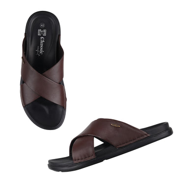 RED CHIEF Brown Leather Slipper for Men RC3981 003