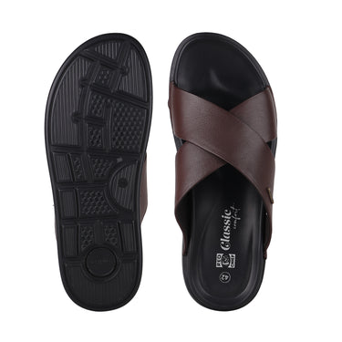 RED CHIEF Brown Leather Slipper for Men RC3981 003