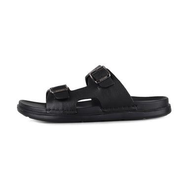 RED CHIEF Black Leather Slipper for Men RC3982 001