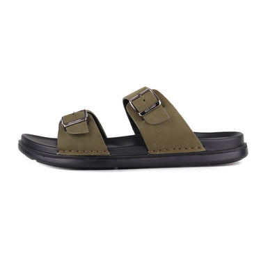 RED CHIEF Olive Leather Slipper for Men RC3983 124