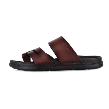 RED CHIEF Brown Leather Slipper for Men RC3984 003