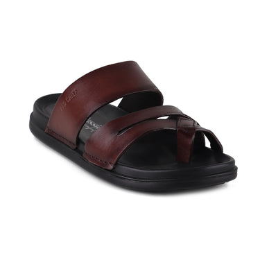 RED CHIEF Brown Leather Slipper for Men RC3984 003