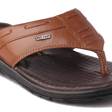 RED CHIEF Tan Leather Slipper for Men RC4034 006
