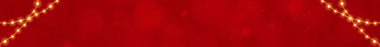 Decorative string lights on a red background.