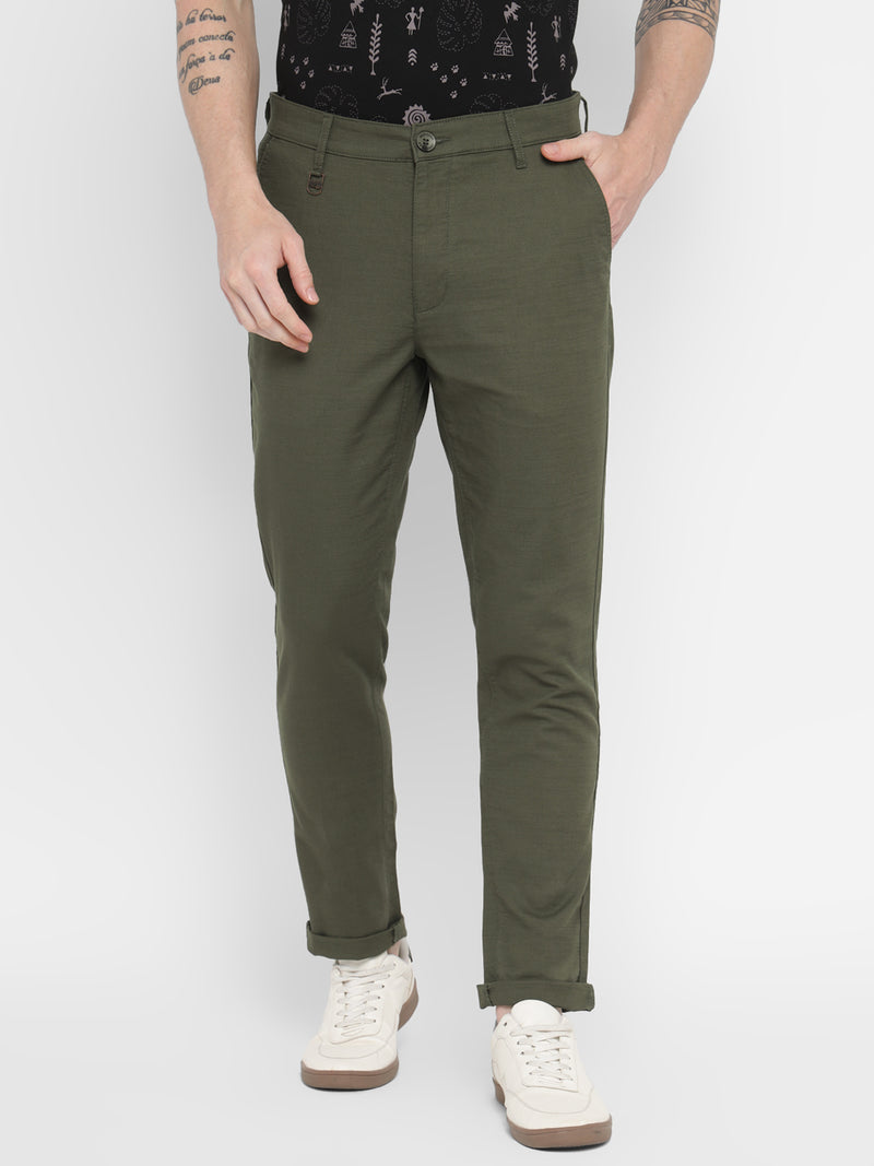 RED CHIEF Olive Cotton Trouser for Men T8560175 124